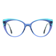 Custom Fashion Women Diamond Acetate Optical Frame Glasses